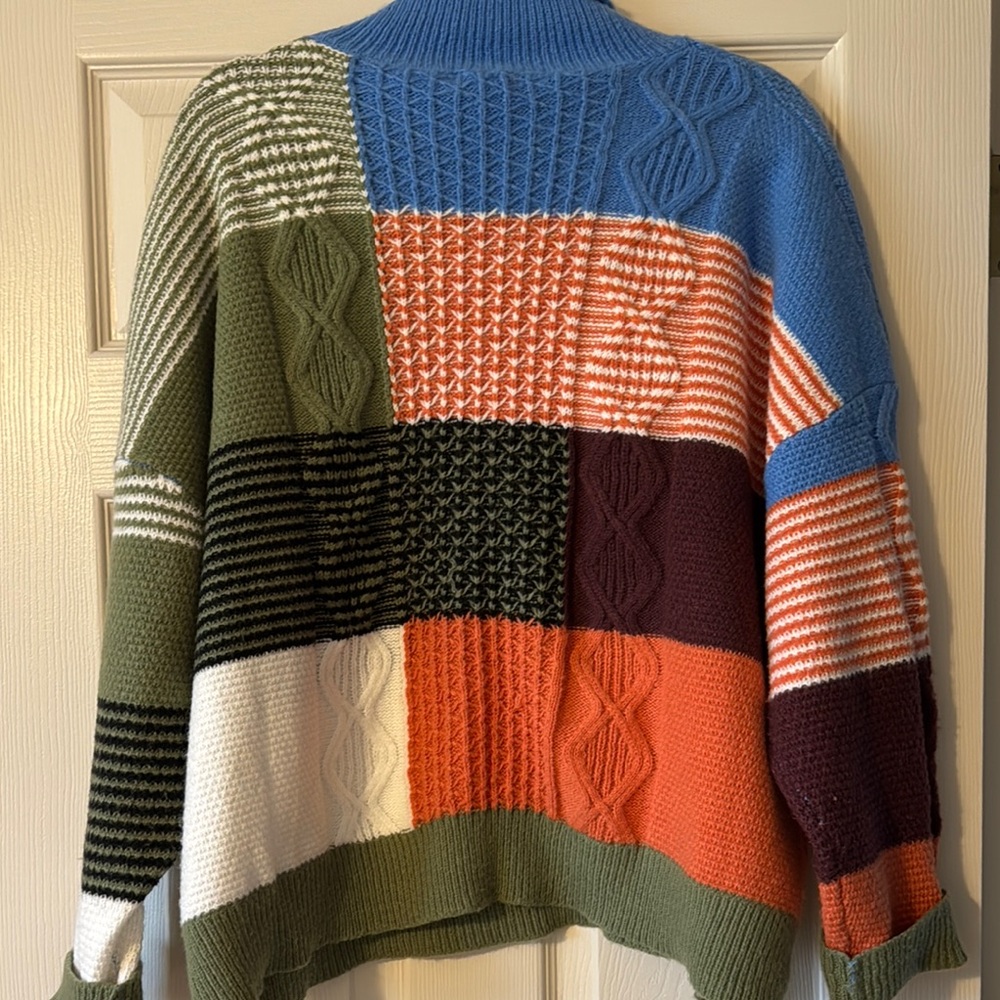 Colorful Patchwork Turtleneck Sweater - image 4